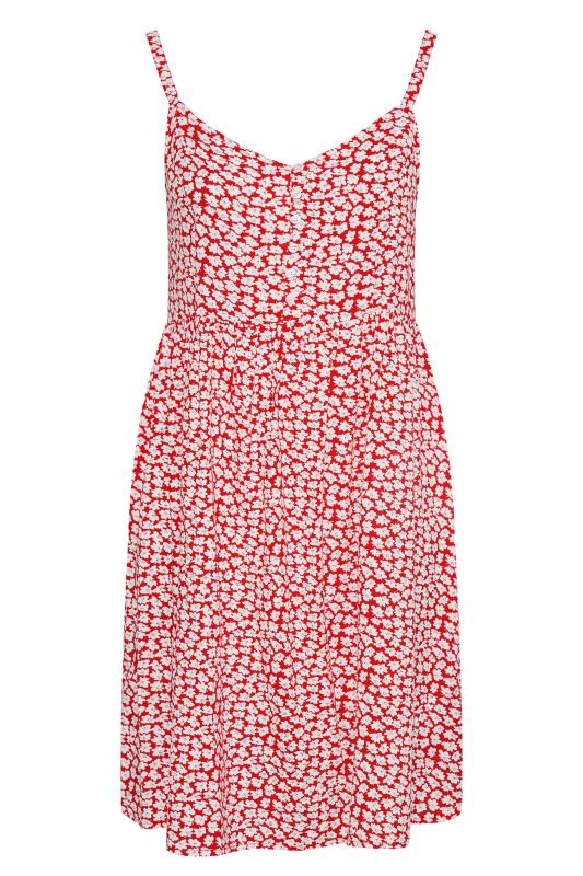 Plus Size Red Ditsy Print Strappy Sundress | Yours Clothing 5