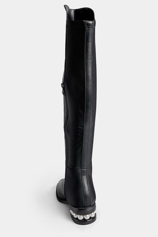 PixieGirl Black Over The Knee Pearl Boots In Standard D Fit | PixieGirl 4
