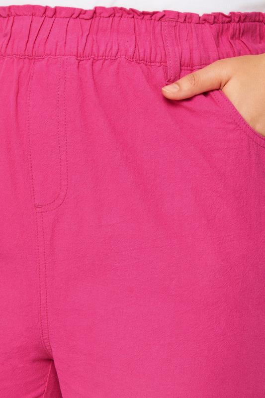 YOURS Plus Size Hot Pink Elasticated Cool Cotton Shorts | Yours Clothing 4