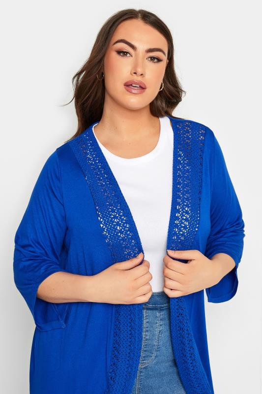YOURS Plus Size Blue Lace Front Kimono | Yours Clothing 4