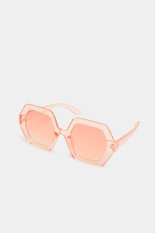 Pink Oversized Geometric Sunglasses | Yours Clothing 2