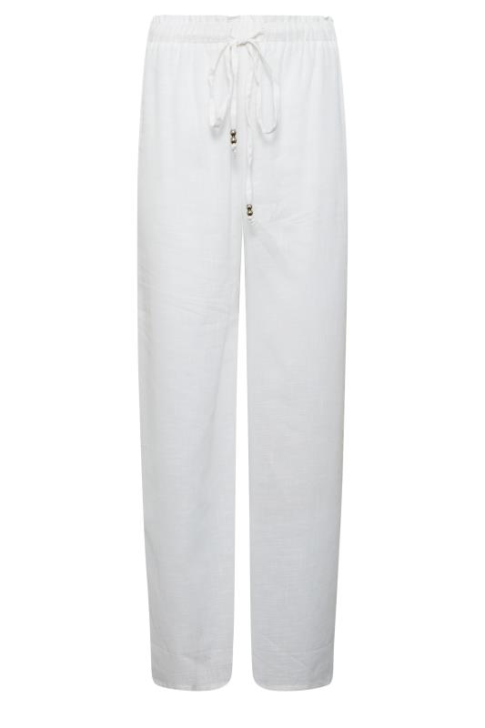 LTS Tall Women's White Cotton Wide Leg Trousers | Long Tall Sally  4