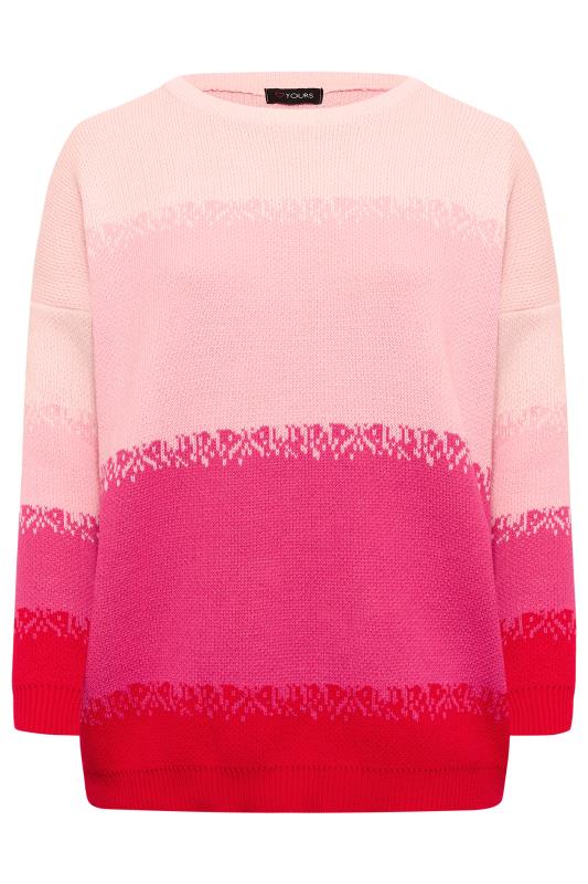 Plus Size Pink Colour Block Jumper | Yours Clothing 6