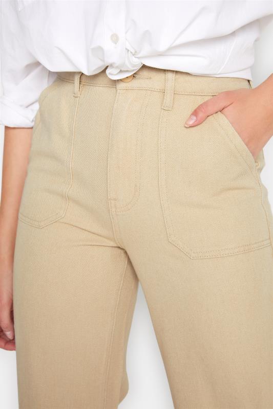 LTS Tall Cream Cotton Twill Wide Leg Cropped Trousers 3