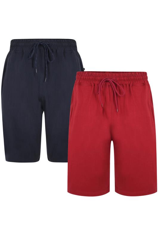 KAM Big & Tall 2 PACK Navy Blue & Burgundy Red Jogger Shorts 4