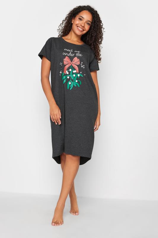 M&Co Black Cotton Christmas Mistletoe Print Nightdress | M&Co 3