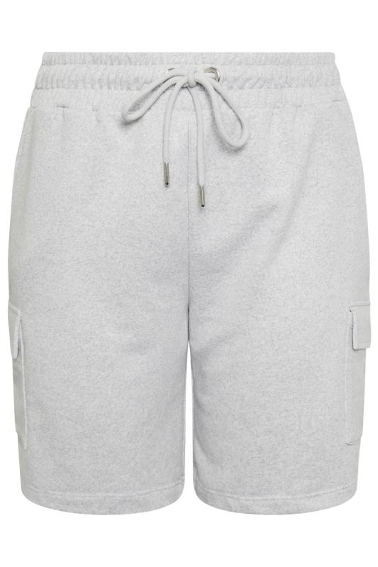 YOURS Plus Size Light Grey Cargo Jogger Shorts | Yours Clothing 5