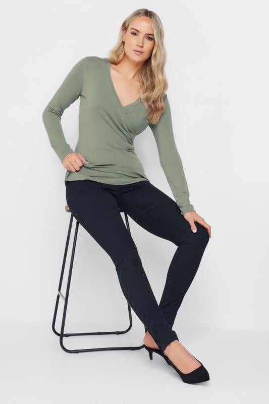 LTS Tall Sage Green Long Sleeve Wrap Top | Long Tall Sally 2