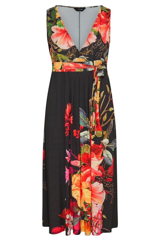 Plus Size Black Floral V-Neck Swing Dress | Yours Clothing 5