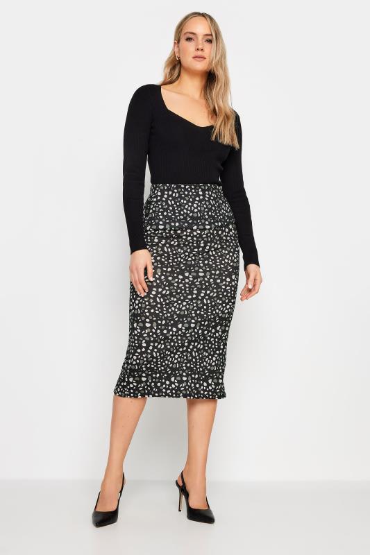 Tall  LTS Tall Black Abstract Spot Print Midi Skirt