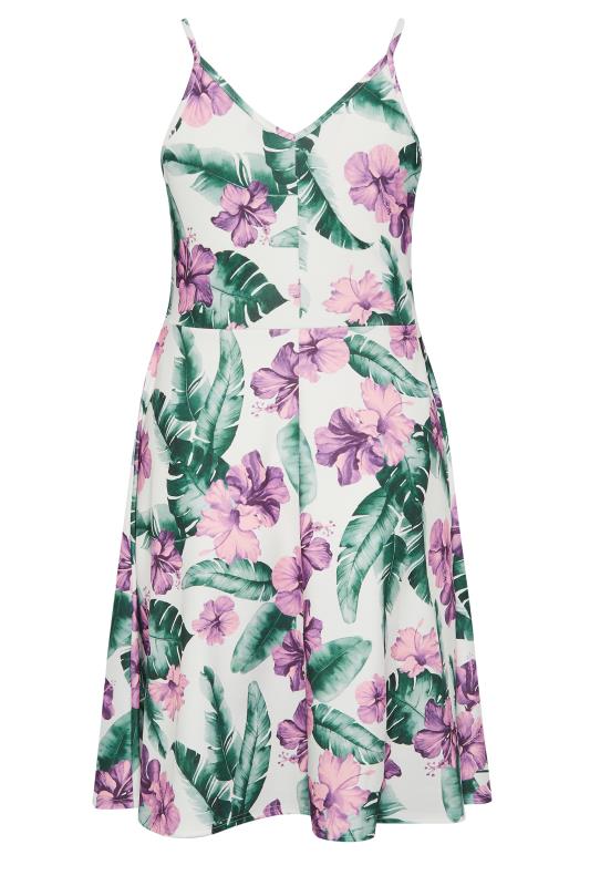YOURS LONDON Plus Size White Tropical Print Bow Front Dress | Yours Clothing 8