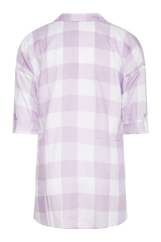 Plus Size Lilac Purple Checked Oversized Shirt | Yours Clothing  7