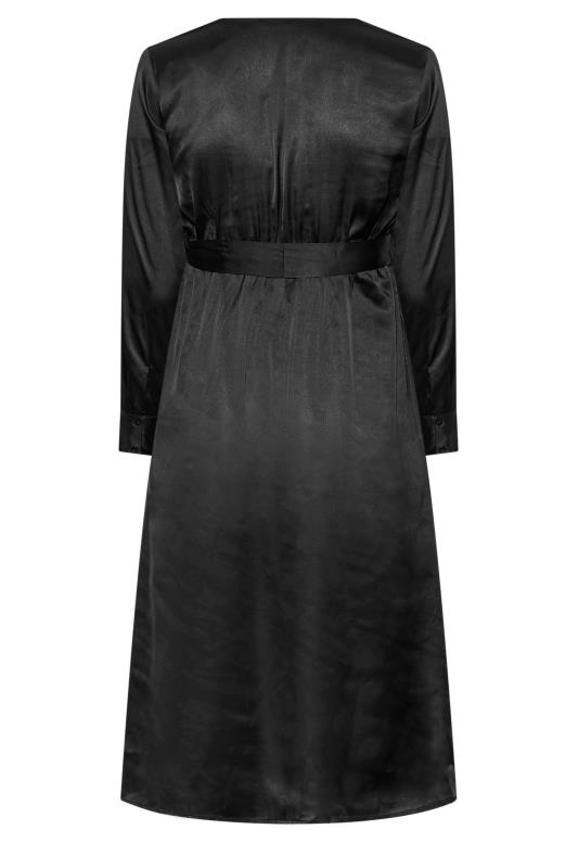 LIMITED COLLECTION Plus Size Black Satin Wrap Dress | Yours Clothing 7