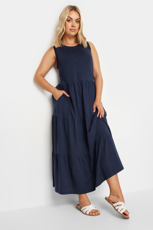 YOURS Plus Size Navy Blue Tiered Midaxi Dress | Yours Clothing 2