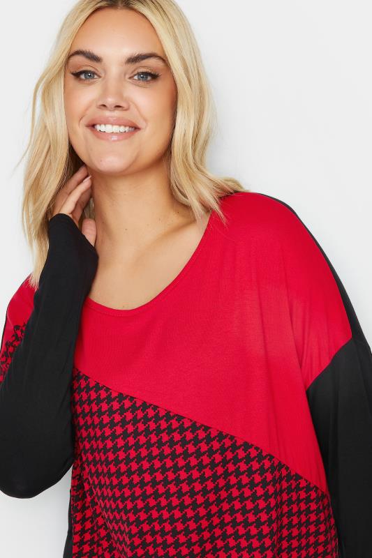 YOURS Plus Size Red Dogtooth Check Oversized Top | Yours Clothing 4