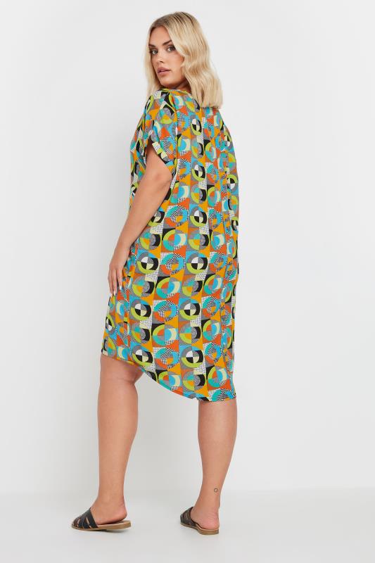 YOURS Plus Size Orange & Blue Abstract Print Tunic Dress | Yours Clothing 3
