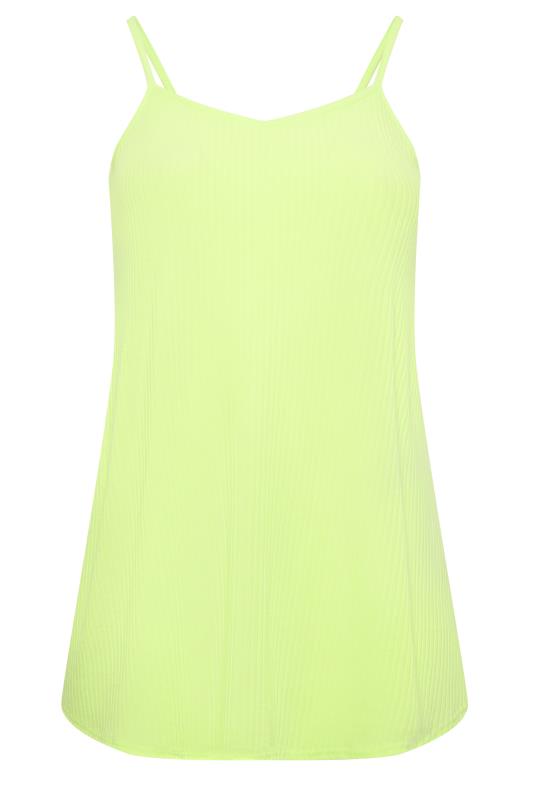 YOURS Curve Plus Size Lime Green Ribbed Swing Cami Vest Top | Yours Clothing  6
