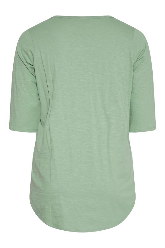 YOURS FOR GOOD Curve Sage Green Pintuck Henley Top_BK.jpg