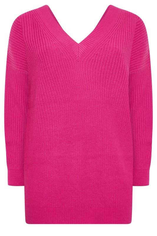 YOURS Plus Size Pink Double V-Neck Jumper | Yours Clothing 6
