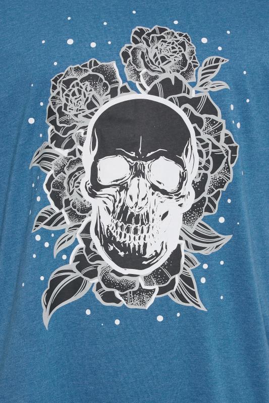 KAM Big & Tall Blue Skull Rose T-Shirt | BadRhino 2