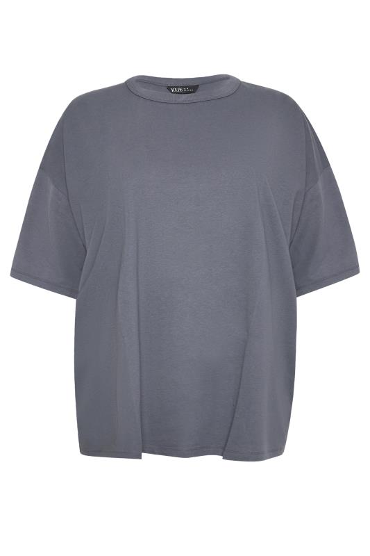 YOURS Plus Size 2 PACK Grey & Grey Stripe Oversized Boxy T-Shirt | Yours Clothing 10