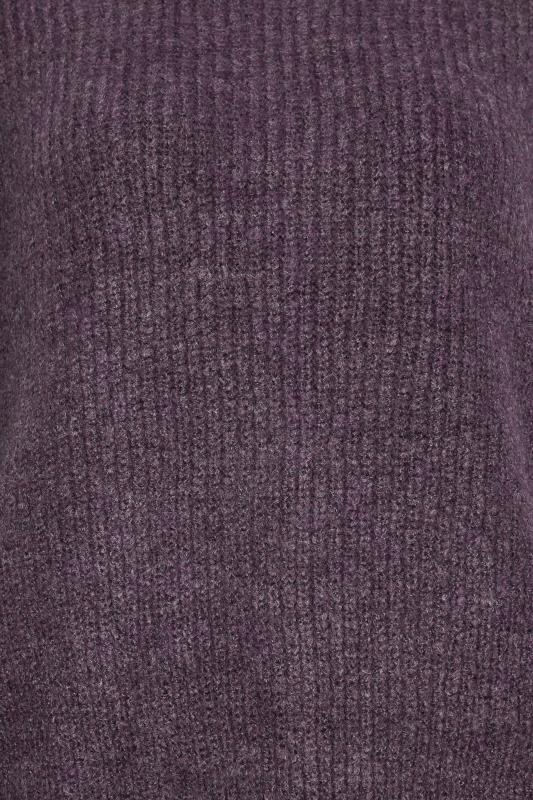 LTS Tall Dark Purple Funnel Neck Knitted Jumper | Long Tall Sally  7