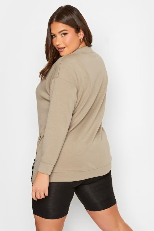 YOURS Curve Plus Size Beige Brown Split Side Sweatshirt | Yours Clothing 4