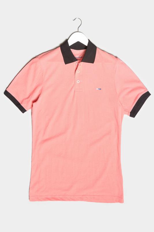 BadRhino Big & Tall Pink & Black Contrast Polo Shirt 1