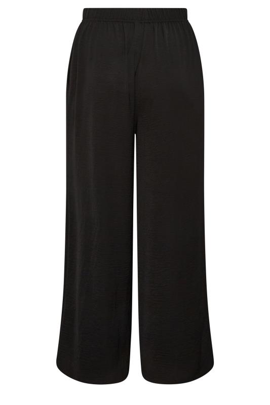 YOURS Plus Size Black Washed Twill Wide Leg Trousers | Yours Clothing 5