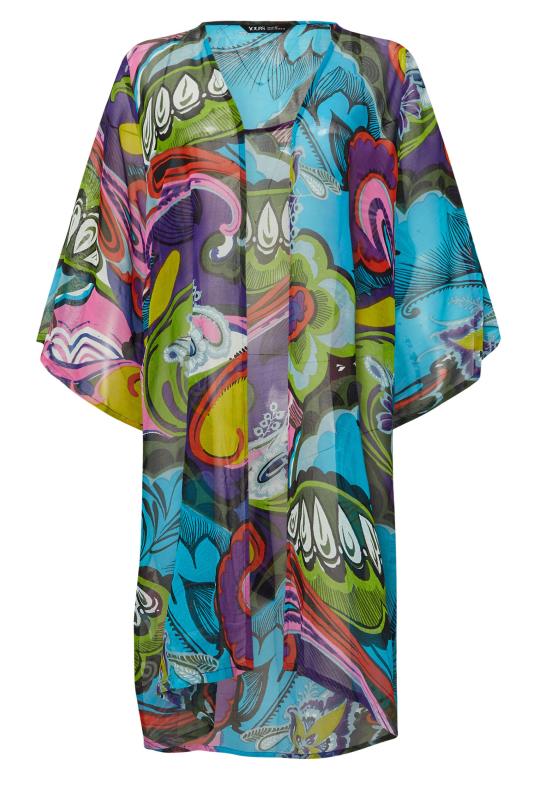 YOURS Plus Size Purple Abstract Print Beach Shirt | Yours Clothing 6