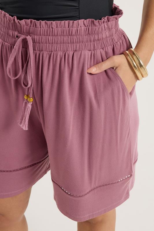 YOURS Plus Size Pink Ladder Insert Shorts | Yours Clothing 5