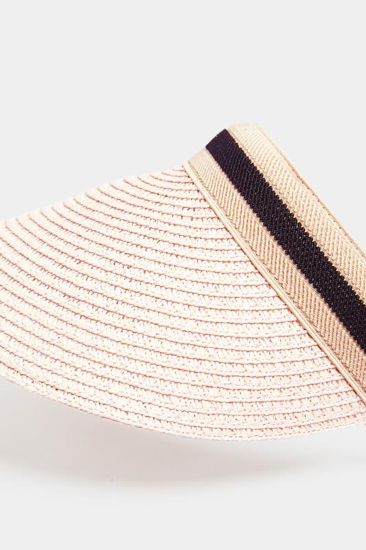 Pink Woven Straw Visor | Yours Clothing  5