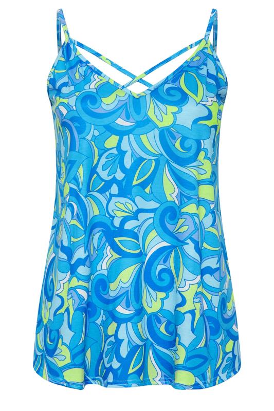 LIMITED COLLECTION Plus Size Blue Abstract Print Strappy Cami Top | Yours Clothing 6