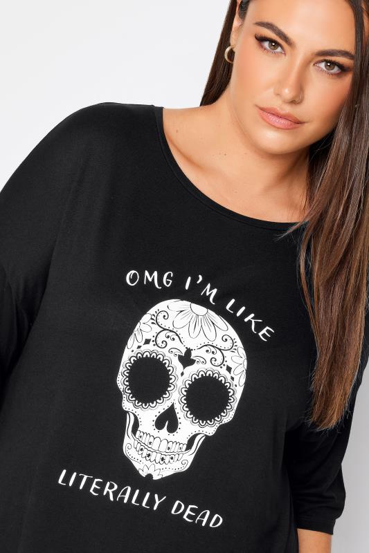 YOURS Curve Plus Size Black 'Literally Dead' Slogan T-Shirt | Yours Clothing  4
