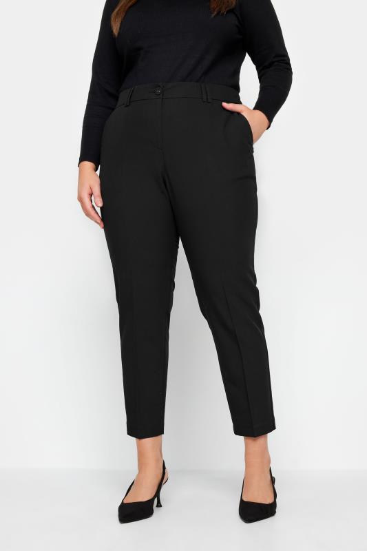 Plus Size  Evans Black High Waisted Slim Fit Trousers