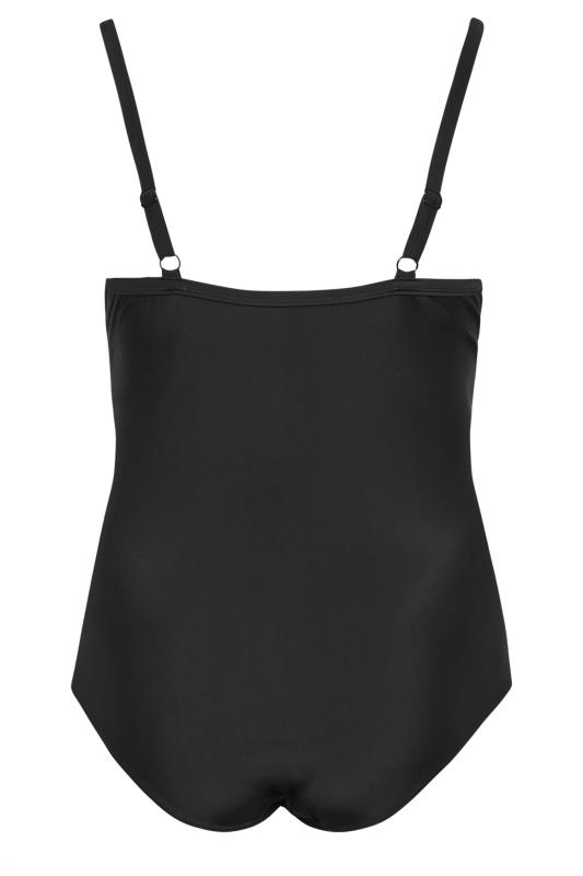 YOURS Plus Size Black Double Crossover Super Sculpt Swimsuit | Yours Clothing 7