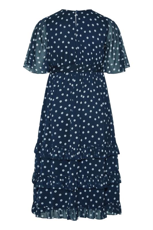 YOURS LONDON Plus Size Navy Blue Polka Dot Ruffle Maxi Dress | Yours Clothing  6
