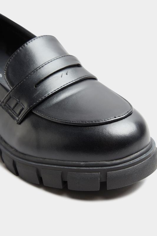 Black Chunky Loafers In Extra Wide EEE Fit 5