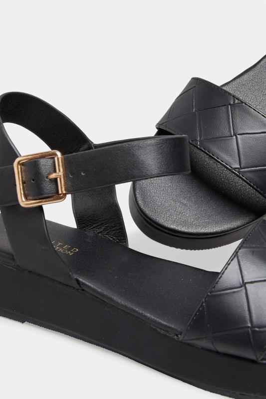 LIMITED COLLECTION Black Quilted Flatform Sandals In Extra Wide EEE Fit_D.jpg