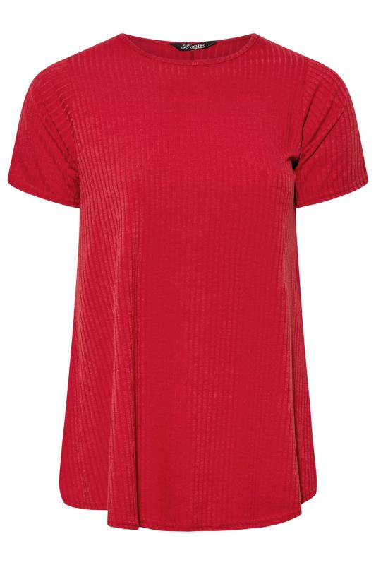 LIMITED COLLECTION Plus Size Red Ribbed Swing Top | Yours Clothing 5