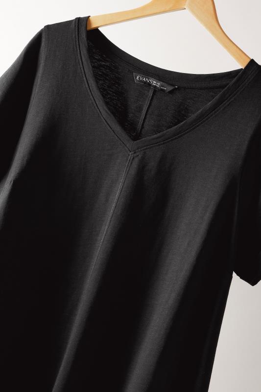 EVANS Plus Size Black Pure Cotton T-Shirt | Yours Curve 7