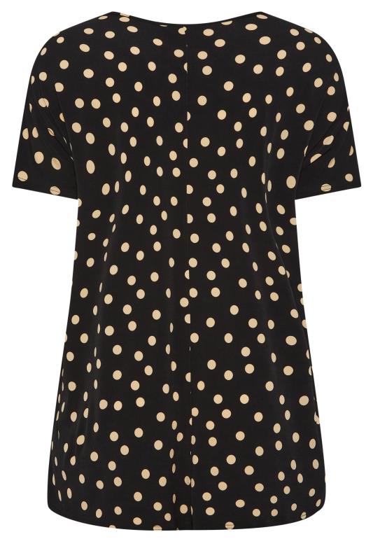 YOURS Plus Size Black Polka Dot Print Top | Yours Clothing 8