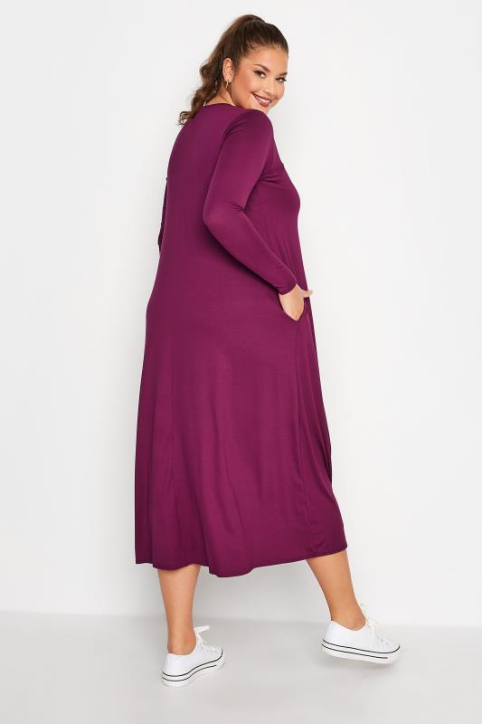 LIMITED COLLECTION Curve Purple Pleat Front Dress 3