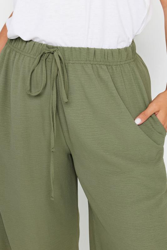 YOURS Plus Size Khaki Green Twill Wide Leg Trousers | Yours Clothing 4