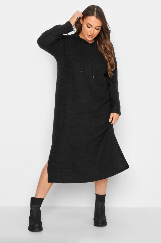 Plus Size Black Soft Touch Hoodie Dress | Yours Clothing 5