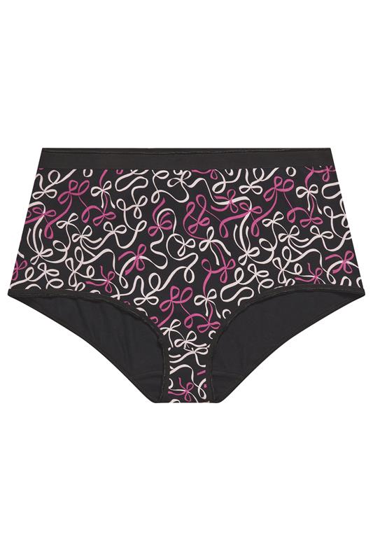 YOURSET Plus Size 5 PACK Black Bow Print Full Briefs | Yours Clothing 6