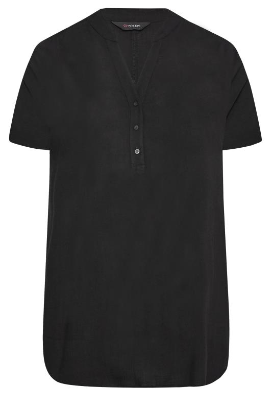 YOURS Plus Size Black Half Placket Blouse | Yours Clothing 6