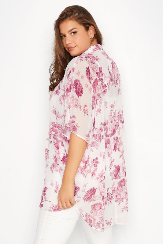 Plus Size Pink Floral Print Batwing Blouse | Yours Clothing  3