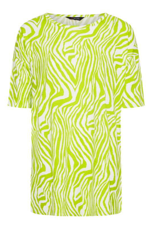 Curve Lime Green Zebra Print Oversized T-Shirt 6