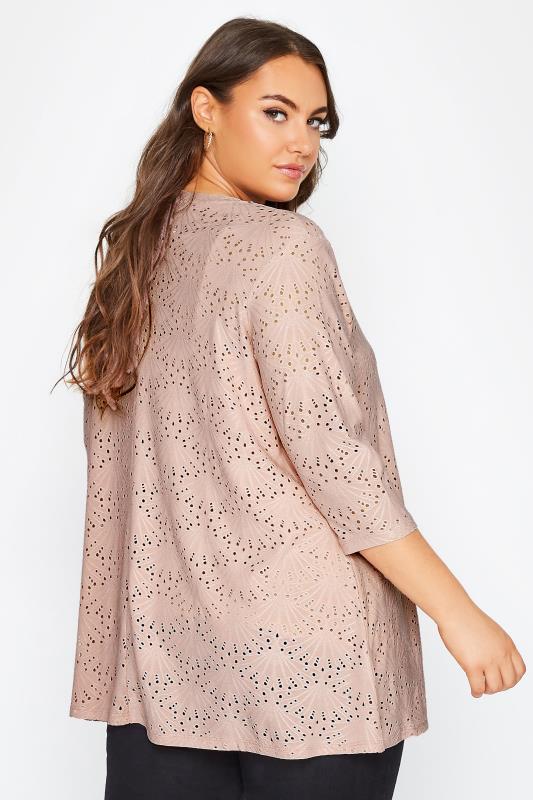 Curve Pink Broderie Anglaise V-Neck Top 3